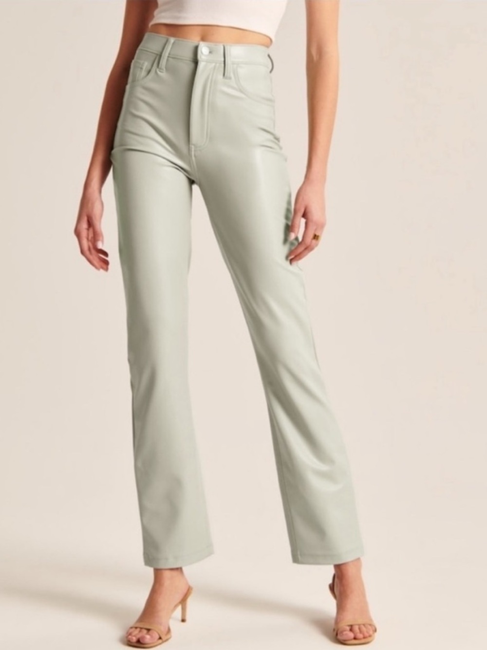 A & F ‘90s Straight Vegan Leather Pants Size 4L